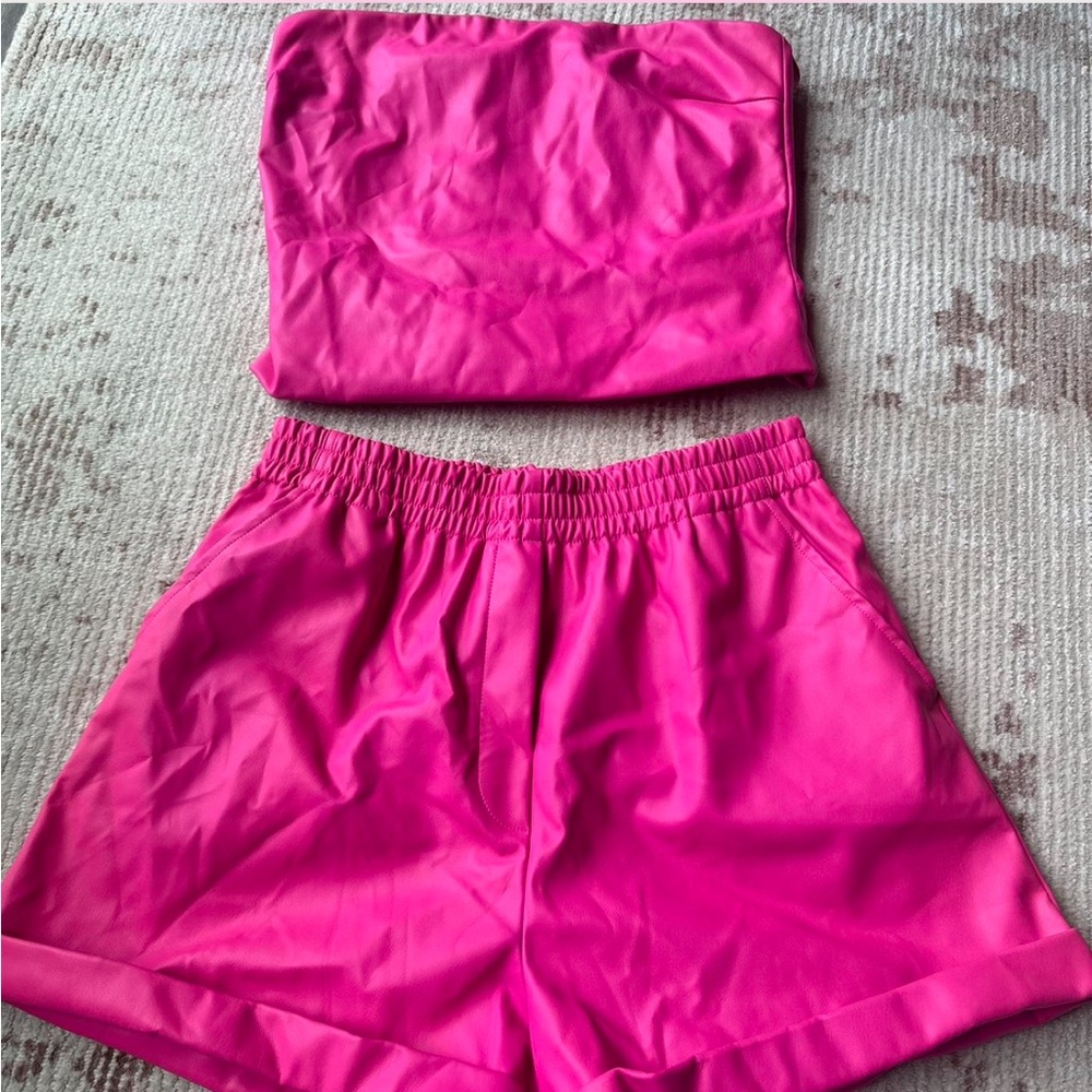 Steve Madden pleather hot pink two-piece set